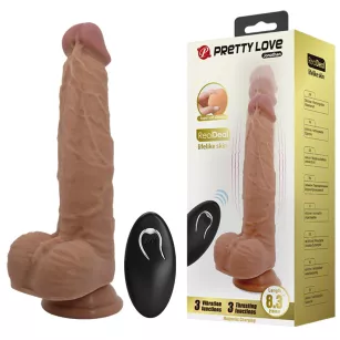 PRETTY LOVE - Jonathan 8,3'' Light Brown, 3 vibration functions Thrusting Wireless remote control